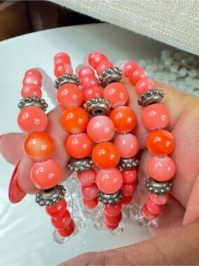 Silver Stack Glass Beads Bracelet